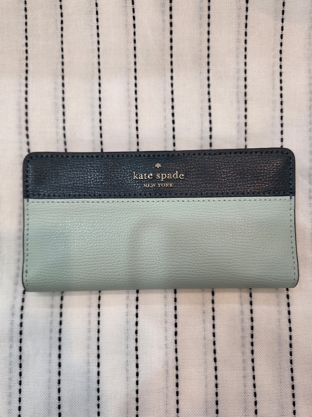 kate spade Two-Tone Black and Mint Leather Continental Wallet